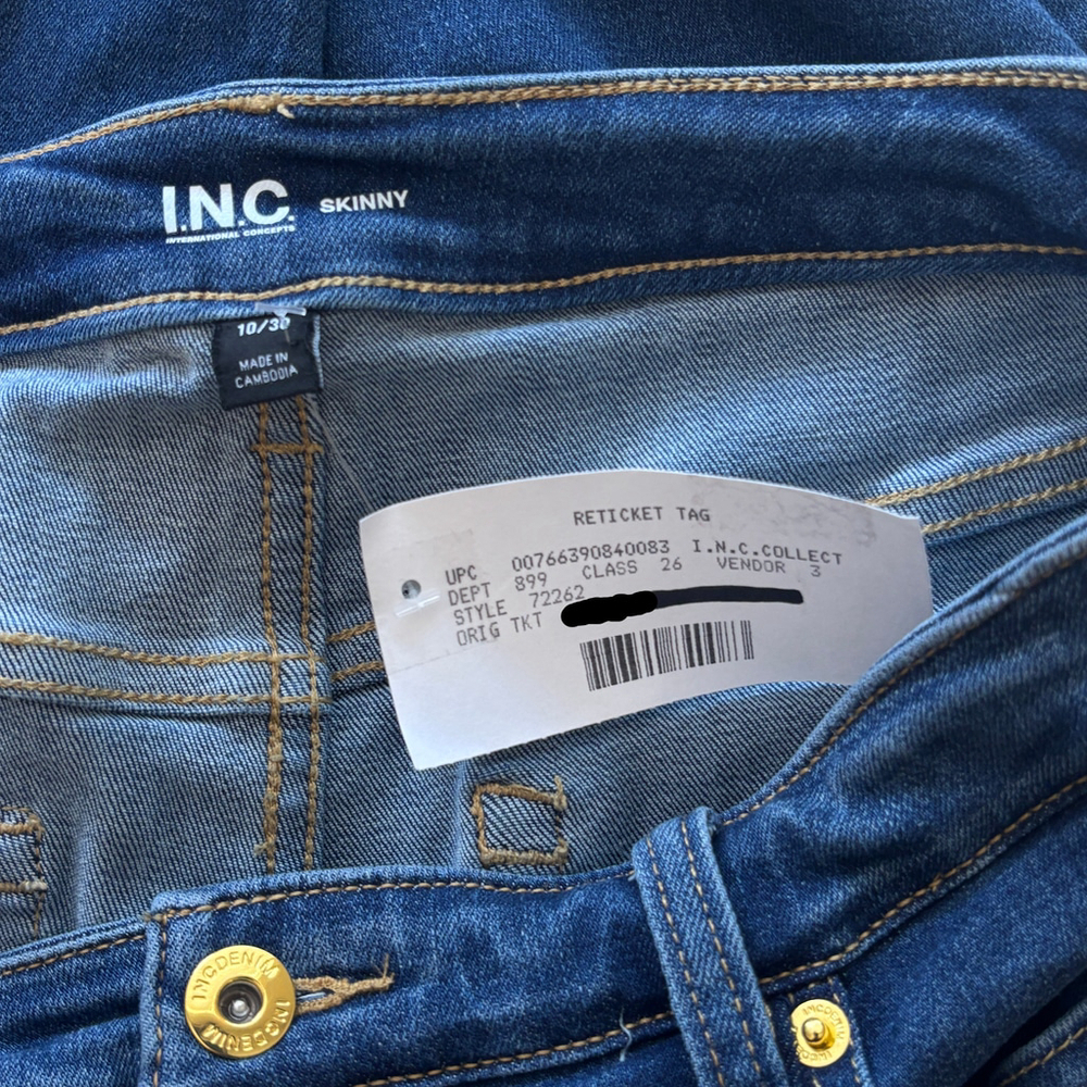 INC International Concepts Women's Size 10 Blue Curvy Mid Rise Skinny Jeans NWT - Picture 6 of 6